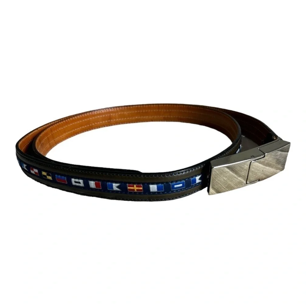 Paul & Shark Flags Leather Belt